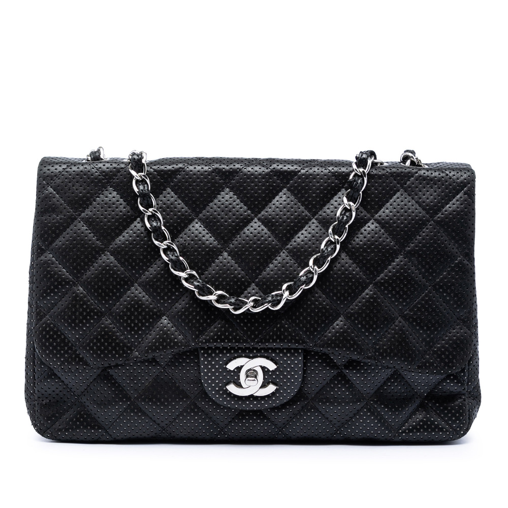 Pre-Loved Chanel Jumbo Classic Perforated Lambskin Single Flap